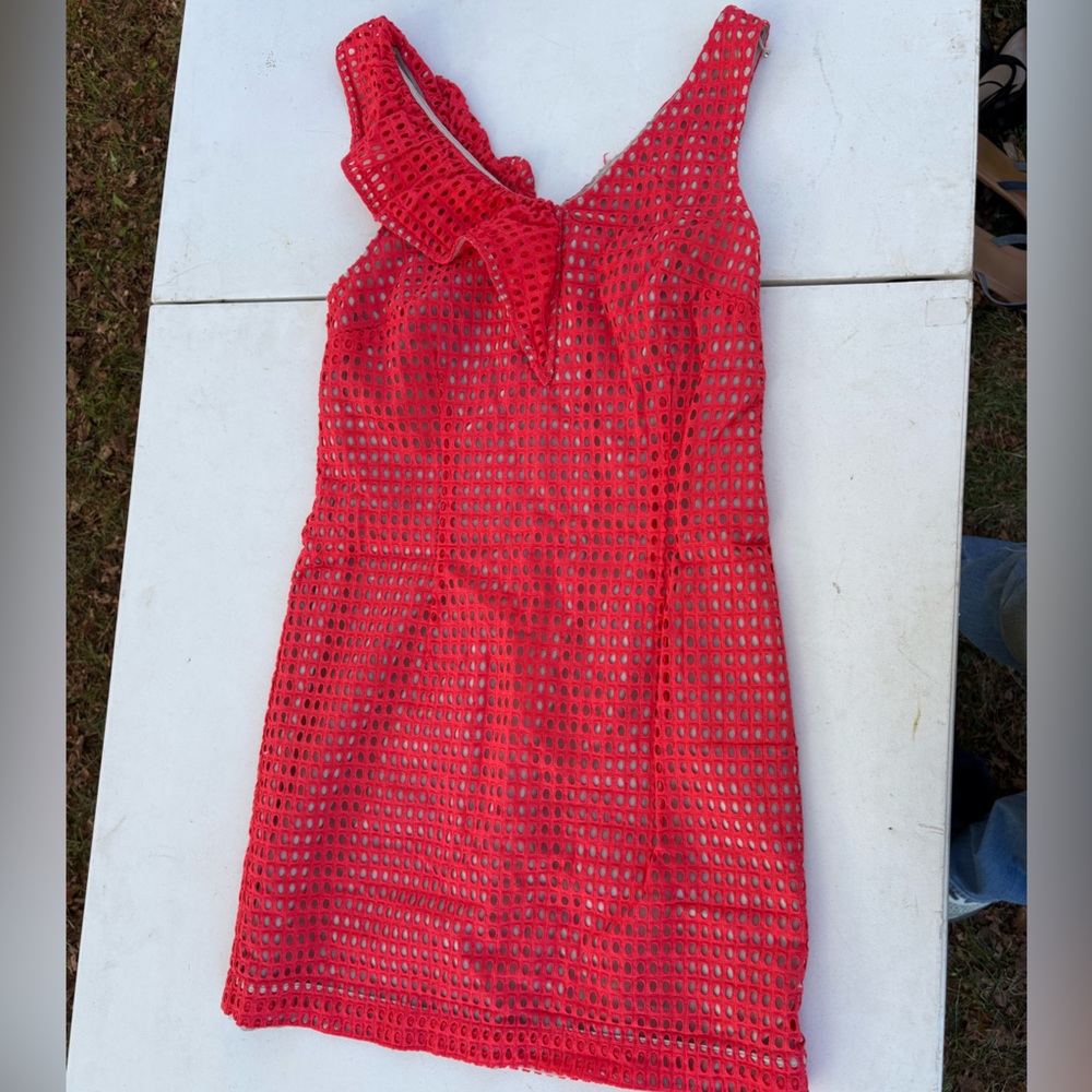 DKNY Red Crochet Detail